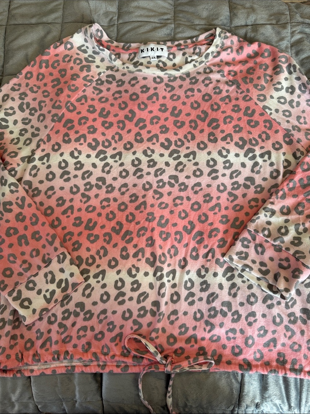 Ombré colorful cheetah top with tie detail - K.I.K.I.T